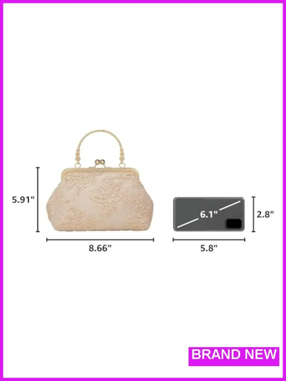 Vintage Lace Floral Clutch Purse Evening Bag for Women with Chain